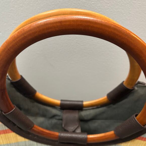 Mad by Design Striped Tote with Wooden Handles - Picture 2 of 6